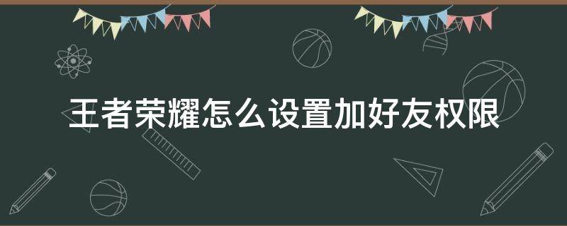 王者荣耀怎么设置加好友权限（王者荣耀里面怎么设置加好友权限）