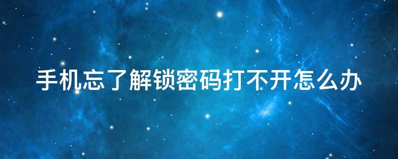 手机忘了解锁密码打不开怎么办（手机忘了解锁密码打不开怎么办vivo）