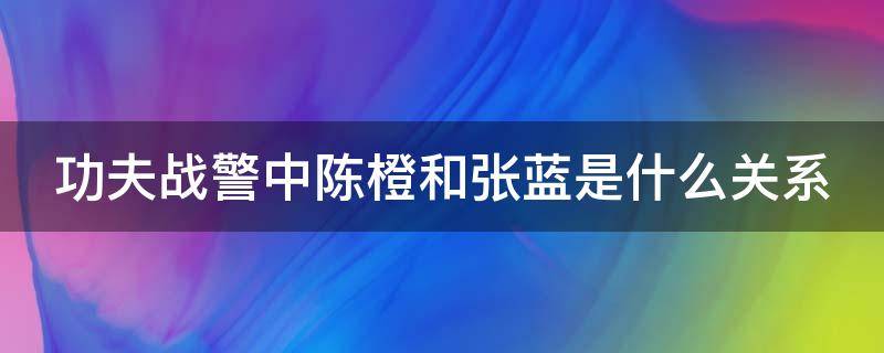 功夫战警中陈橙和张蓝是什么关系（功夫特警陈橙和张蓝什么关系）