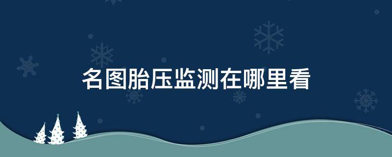 名图胎压监测在哪里看 名图胎压监测怎么看