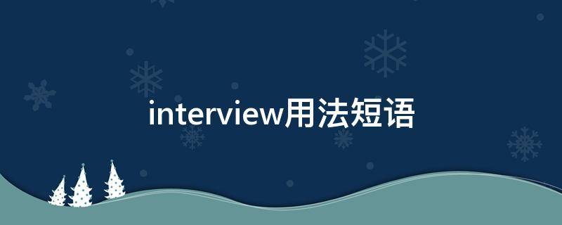 interview用法短语 interview的例句