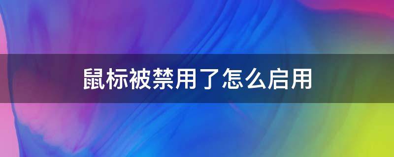 鼠标被禁用了怎么启用（一不小心把鼠标禁用了）