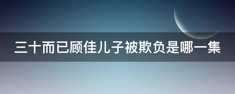 三十而已顾佳儿子被欺负是哪一集（三十而已顾佳孩子被关小黑屋是哪集）