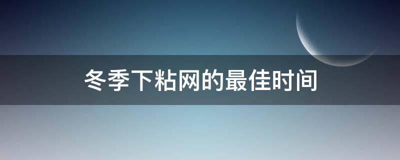 冬季下粘网的最佳时间（晚上下粘网什么时候最佳）