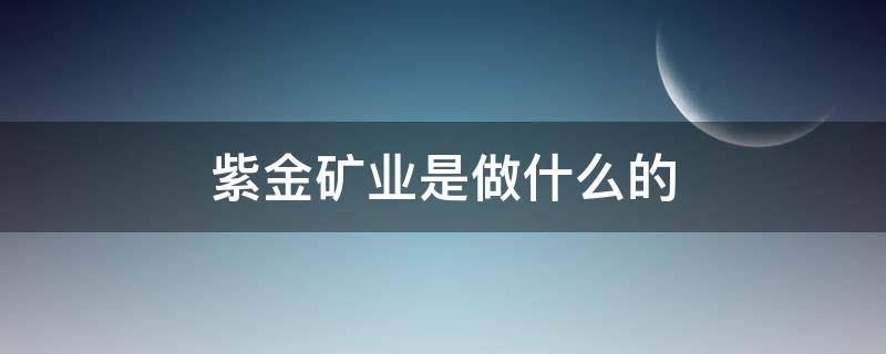 紫金矿业是做什么的（紫金矿业主要业务是什么）