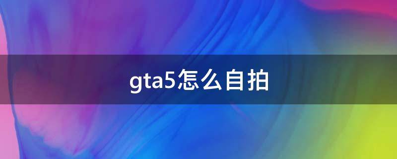gta5怎么自拍 gta5怎么自拍动作