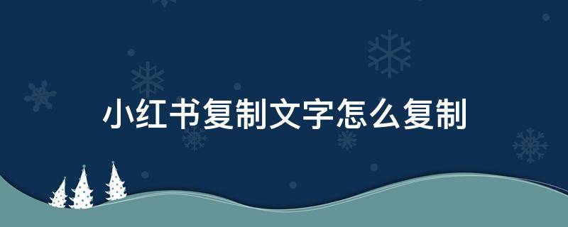小红书复制文字怎么复制（小红书文字怎样复制）