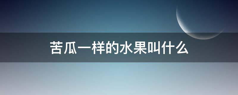 苦瓜一样的水果叫什么（苦瓜一样的水果叫什么名字）