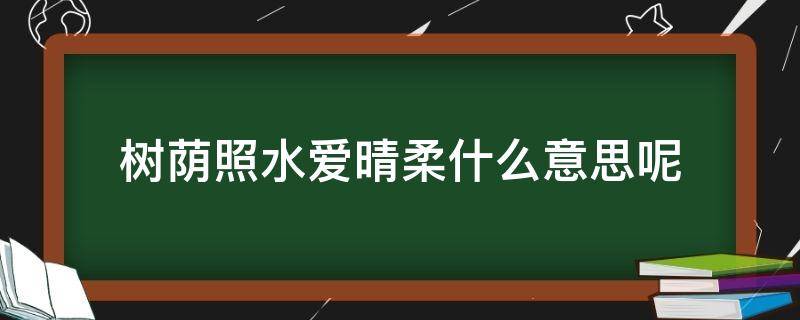 树荫照水爱晴柔什么意思呢 树荫照水爱晴柔的晴什么意思