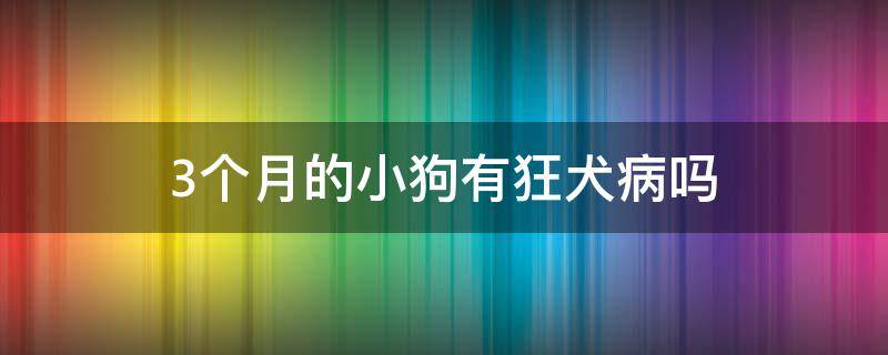 3个月的小狗有狂犬病吗（三个月小狗会有狂犬病吗）