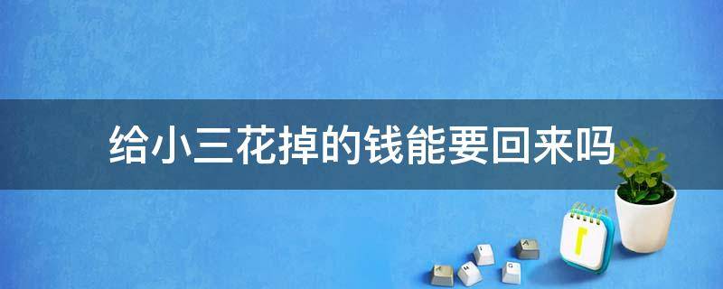 给小三花掉的钱能要回来吗 小三花了的钱能要过来吗