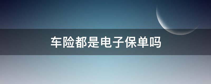 车险都是电子保单吗（买车险都是电子保单吗）