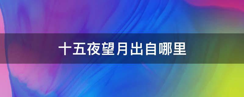 十五夜望月出自哪里（十五夜望月意思全部）