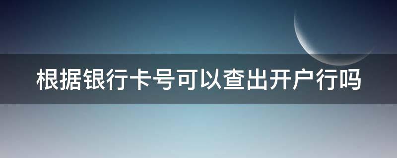 根据银行卡号可以查出开户行吗（根据银行卡号可以查出开户行吗是真的吗）