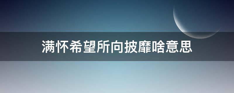 满怀希望所向披靡啥意思 心怀希望,所向披靡