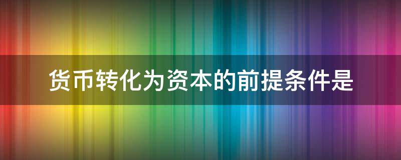 货币转化为资本的前提条件是 货币转化为资本的前提条件是劳动成为商品