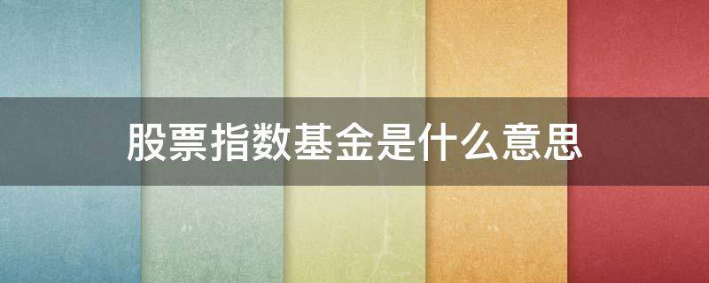 股票指数基金是什么意思 股票型指数基金是什么意思