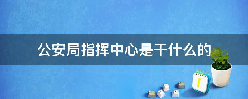 公安局指挥中心是干什么的 公安局指挥中心是干啥的