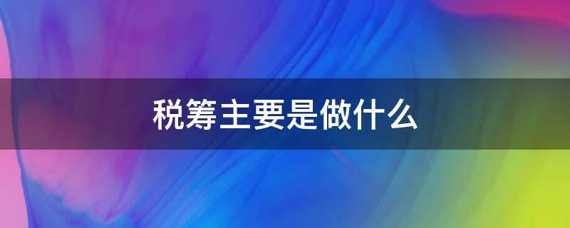 税筹主要是做什么（税筹怎么介绍）