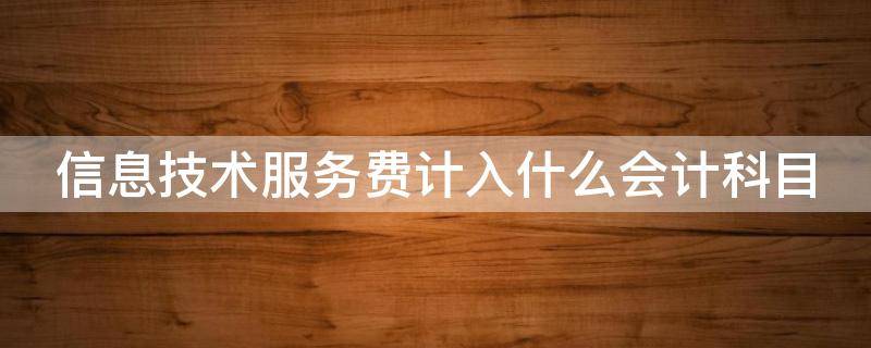 信息技术服务费计入什么会计科目（信息技术服务费计入什么会计科目里）