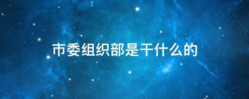 市委组织部是干什么的 市组织部是干啥的