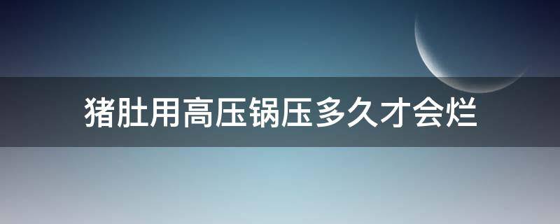 猪肚用高压锅压多久才会烂 高压锅压多久才烂