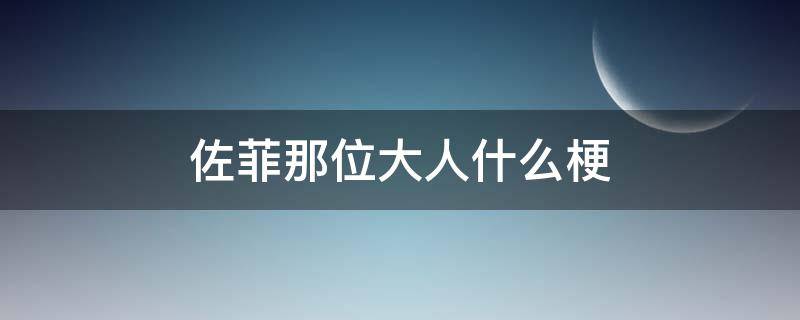 佐菲那位大人什么梗（佐菲为什么这么多梗）