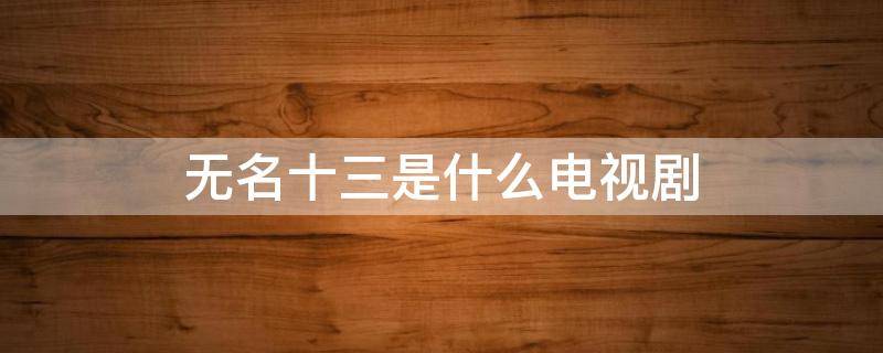 无名十三是什么电视剧（最后无名十三去哪了）