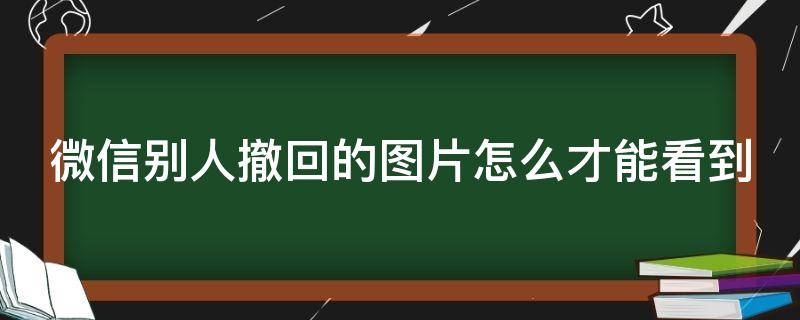 微信别人撤回的图片怎么才能看到 微信别人撤回的图片怎么才能看到ios