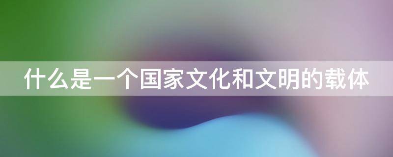 什么是一个国家文化和文明的载体（什么是一个国家文化和文明的载体之一）