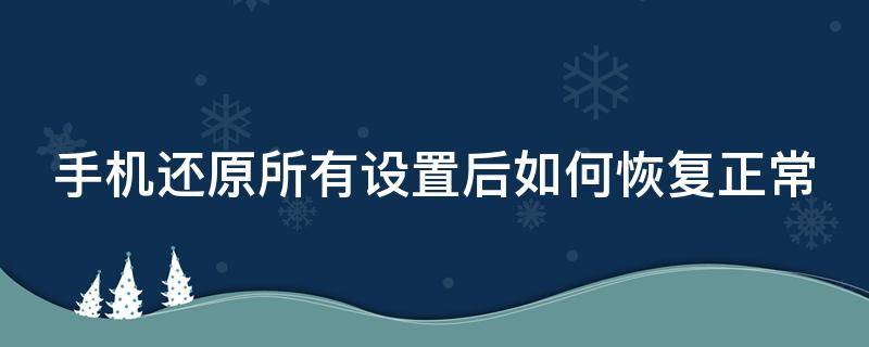 手机还原所有设置后如何恢复正常 手机还原所有设置后如何恢复正常使用