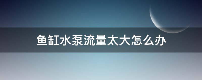 鱼缸水泵流量太大怎么办 鱼缸水泵太大流量怎么解决?