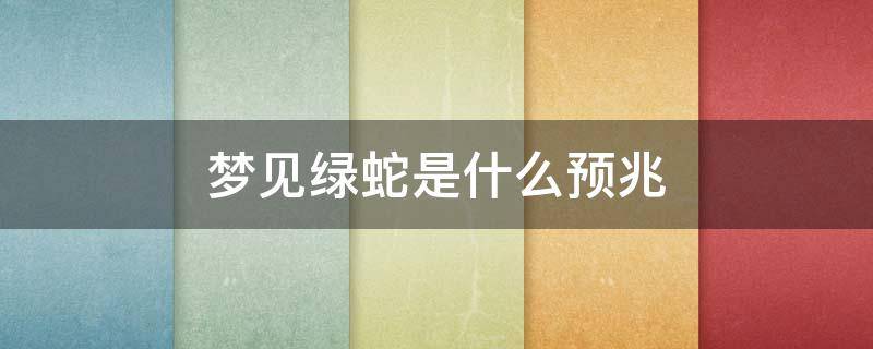 梦见绿蛇是什么预兆（梦见绿蛇是什么预兆 女性）