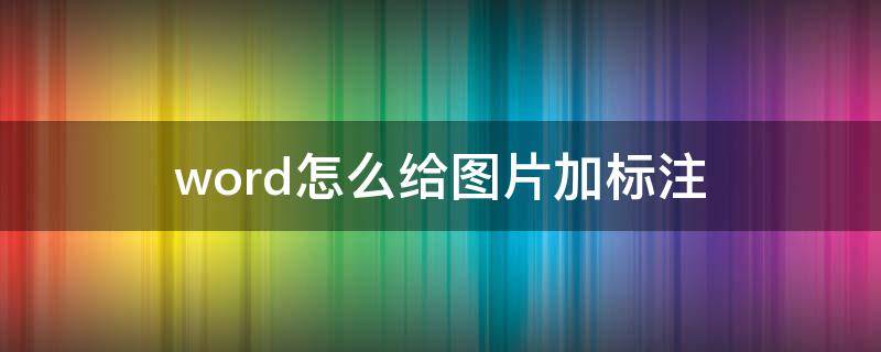 word怎么给图片加标注（word怎么给图片加标注文字）