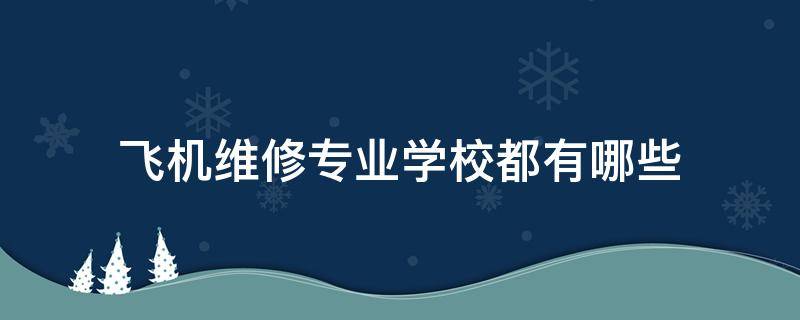 飞机维修专业学校都有哪些（飞机维修专业哪个技校最好）