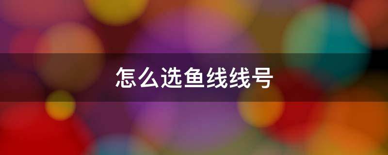 怎么选鱼线线号 鱼线一般用多大线号
