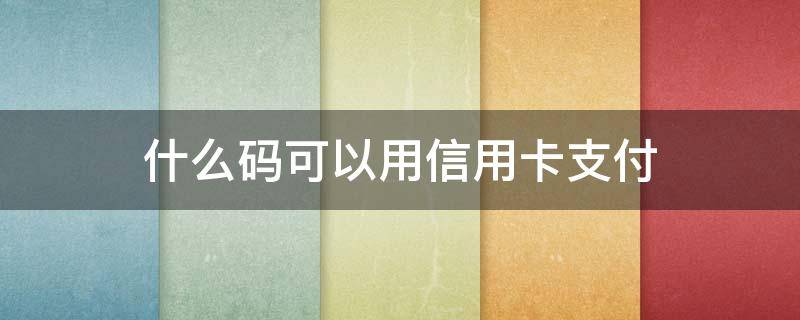 什么码可以用信用卡支付（什么样的支付码可以用信用卡支付）