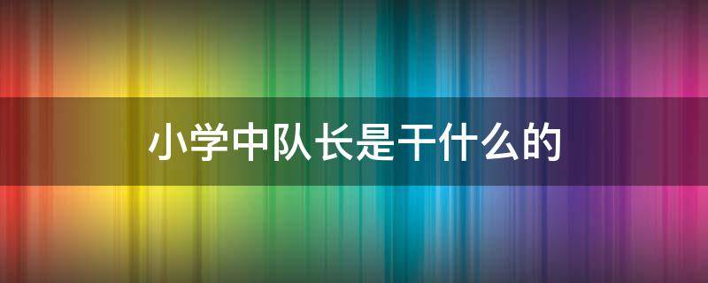 小学中队长是干什么的（小学中队长是干什么的它属于班级职务吗）