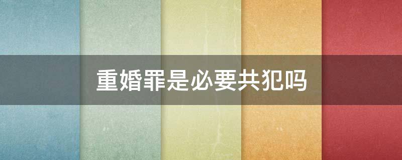 重婚罪是必要共犯吗（重婚罪是否是继续犯）