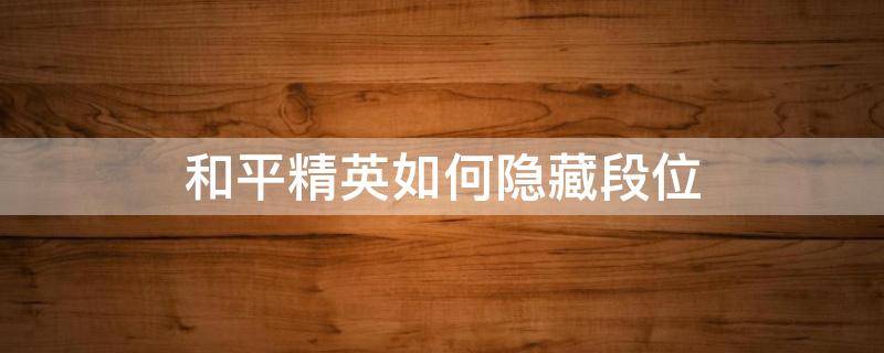 和平精英如何隐藏段位（和平精英如何隐藏段位印记）