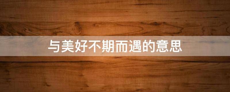 与美好不期而遇的意思 与美好不期而遇的意思的英文