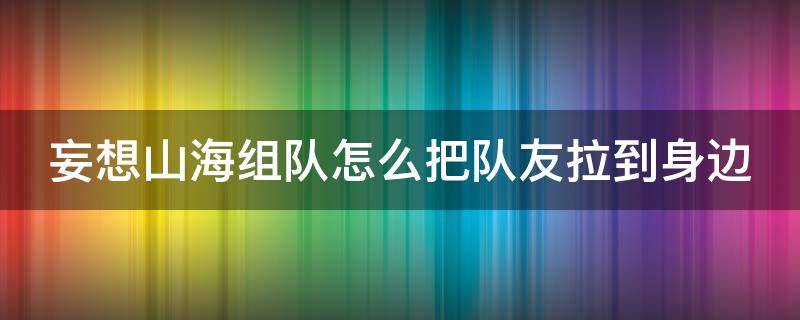 妄想山海组队怎么把队友拉到身边 妄想山海怎么拉队友过来