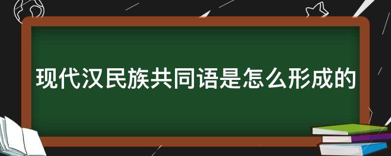 现代汉民族共同语是怎么形成的（现代汉民族共同语的形成条件）