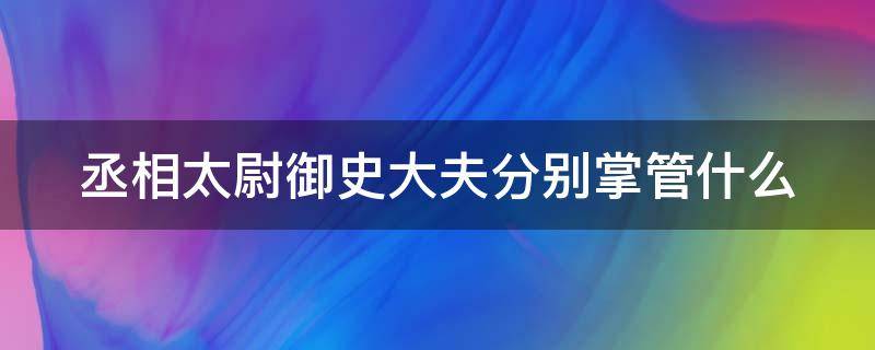 丞相太尉御史大夫分别掌管什么 丞相太尉御史大夫分别掌管什么初一