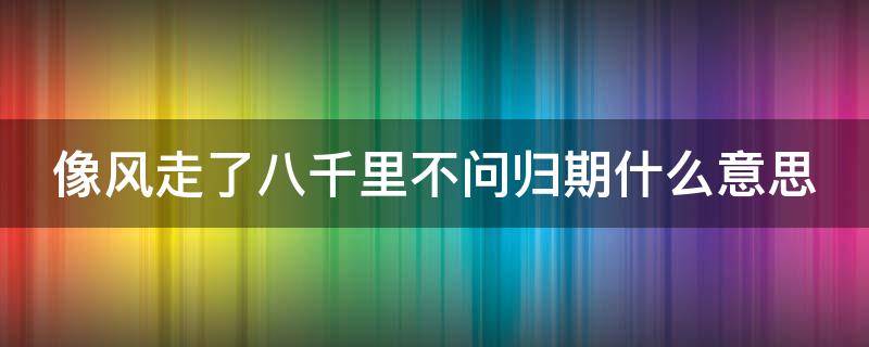 像风走了八千里不问归期什么意思（像风走了八百里不问归期出自哪里）