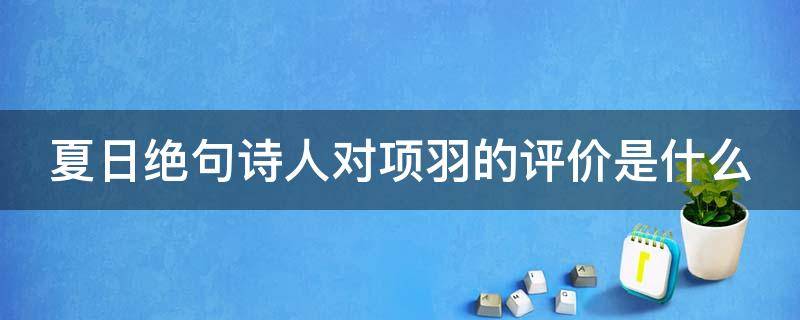 夏日绝句诗人对项羽的评价是什么（《夏日绝句》中诗人对项羽的评价是什么）