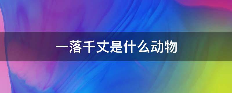 一落千丈是什么动物（千丈一般指什么动物）