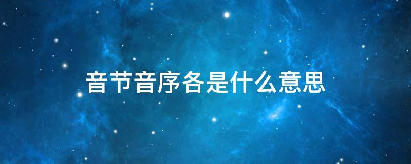 音节音序各是什么意思（音序是啥意思音节是啥意思）