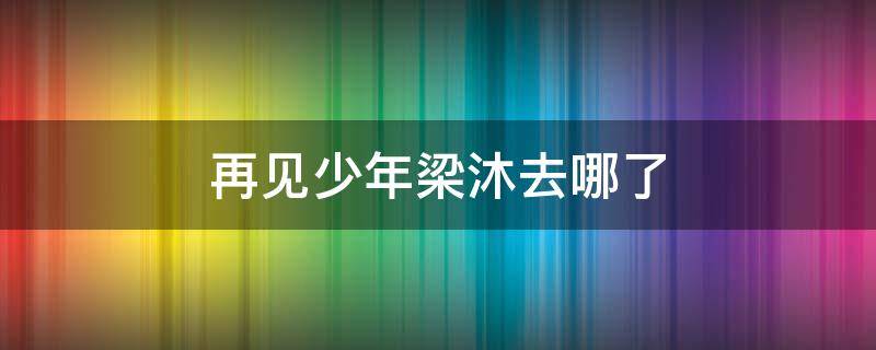 再见少年梁沐去哪了 再见少年梁沐为什么失踪了