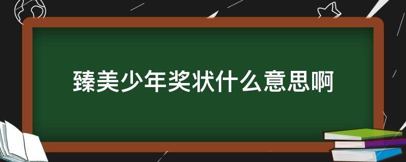 臻美少年奖状什么意思啊（好少年奖状是什么意思）